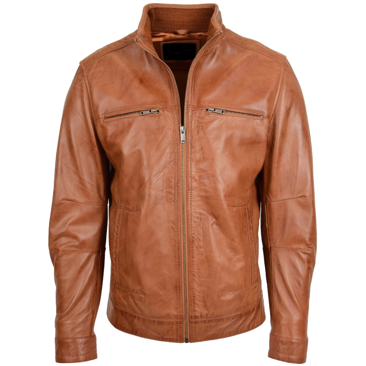 Brown Wax Real Leather Jacket Men