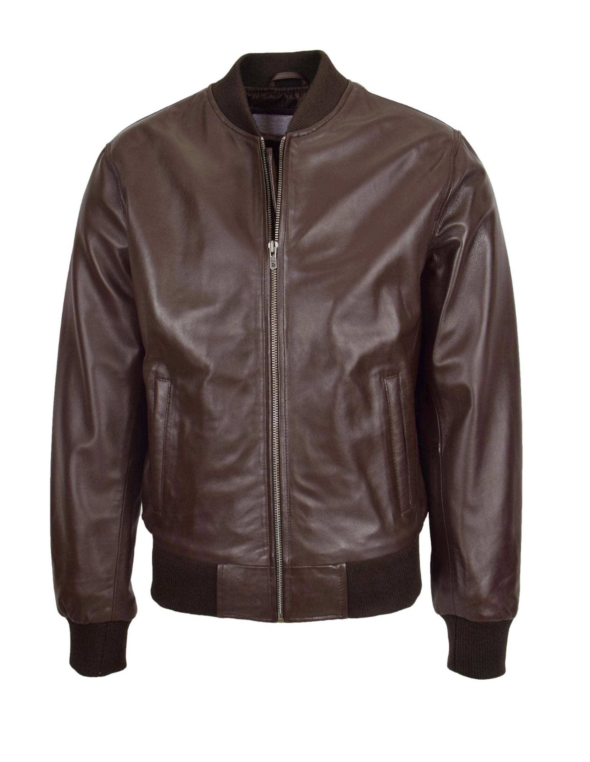 Mens Brown A2 Bomber Sheepskin Leather Jacket