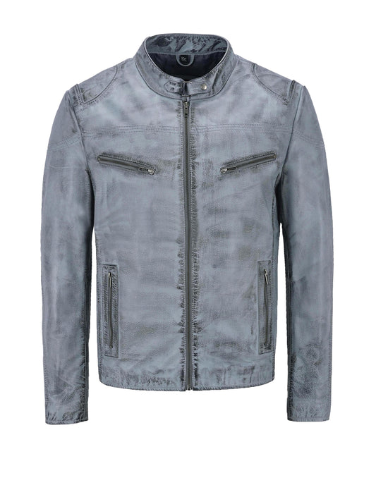 Distress White Leather Jackets For Men