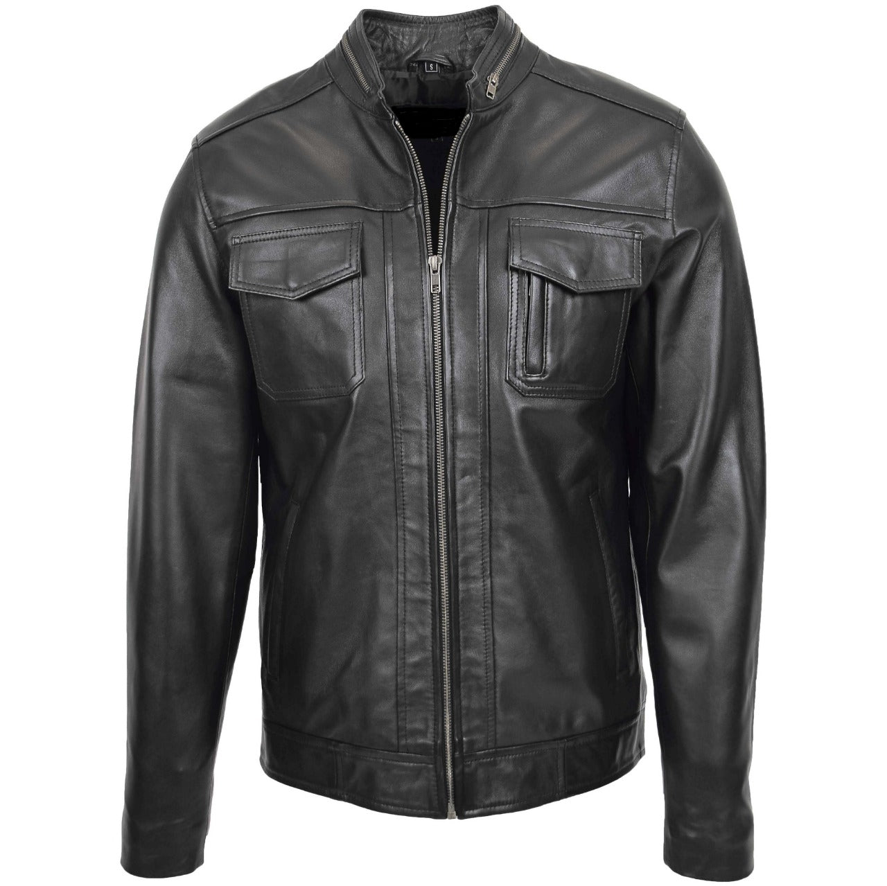 Mens Zipper Collar Leather Jacket For Men