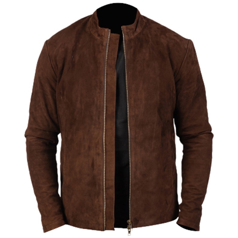 Men Brown Suede Leather Motorcycle Biker Vintage Suede Coat Jacket