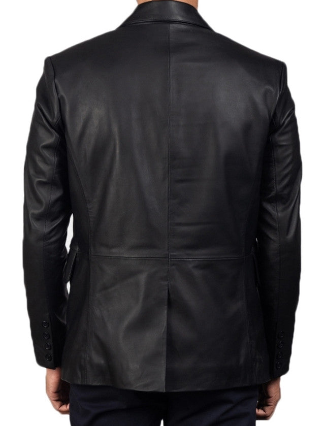 Black Leather Blazer For Men