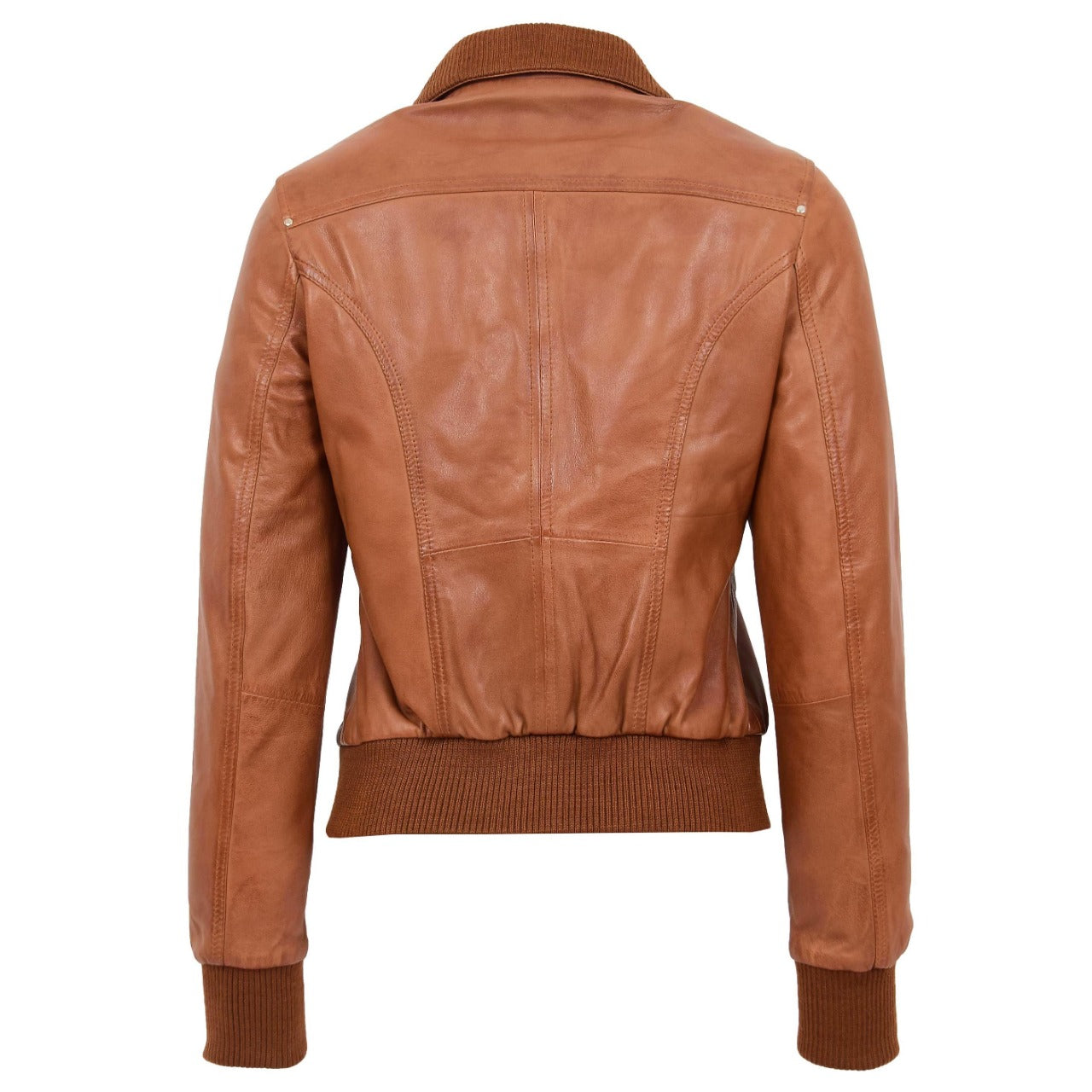 Bomber Brown Leather Jacket For Women