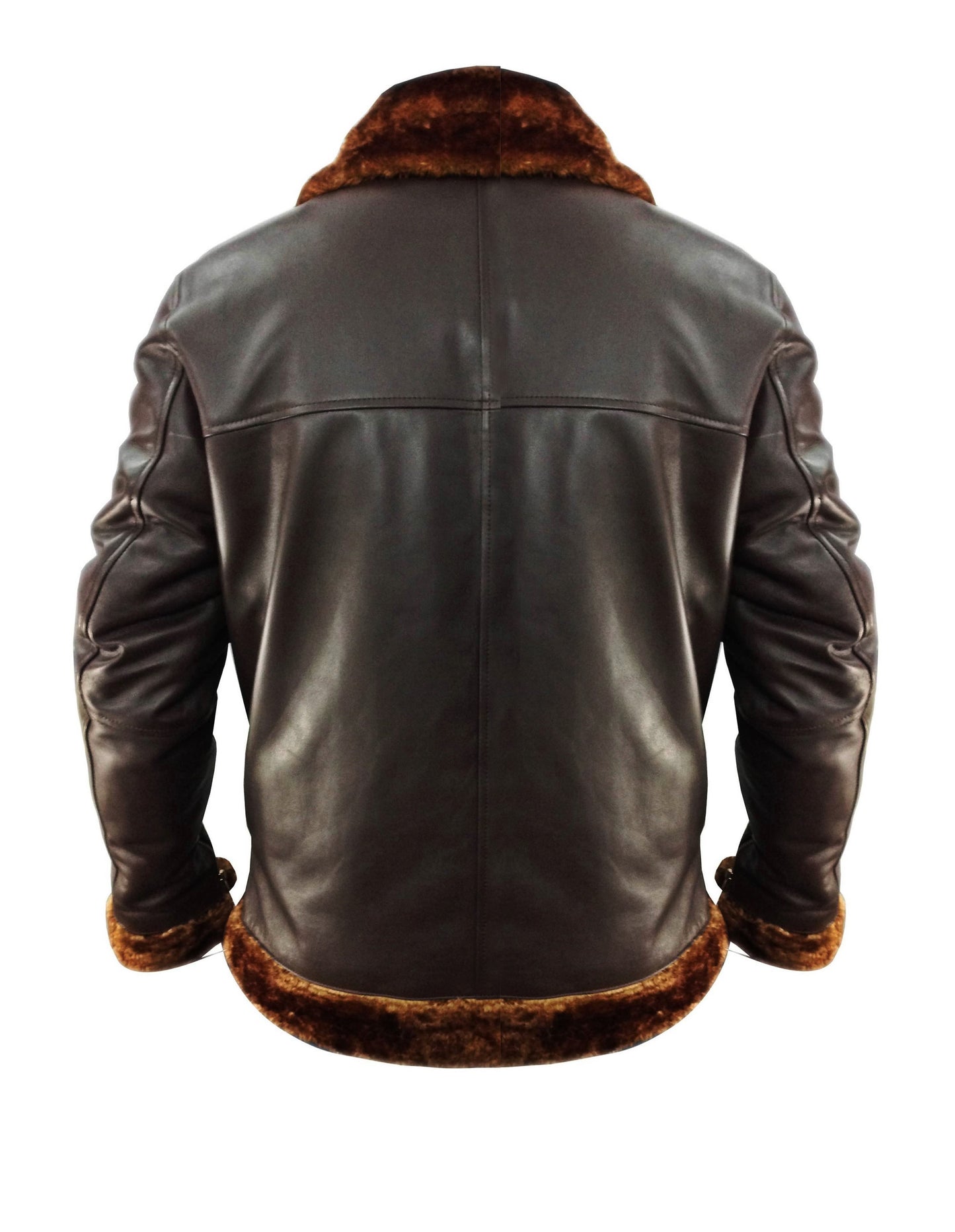 B3 Bomber Mens Brown Bomber Faux Fur Leather Jacket