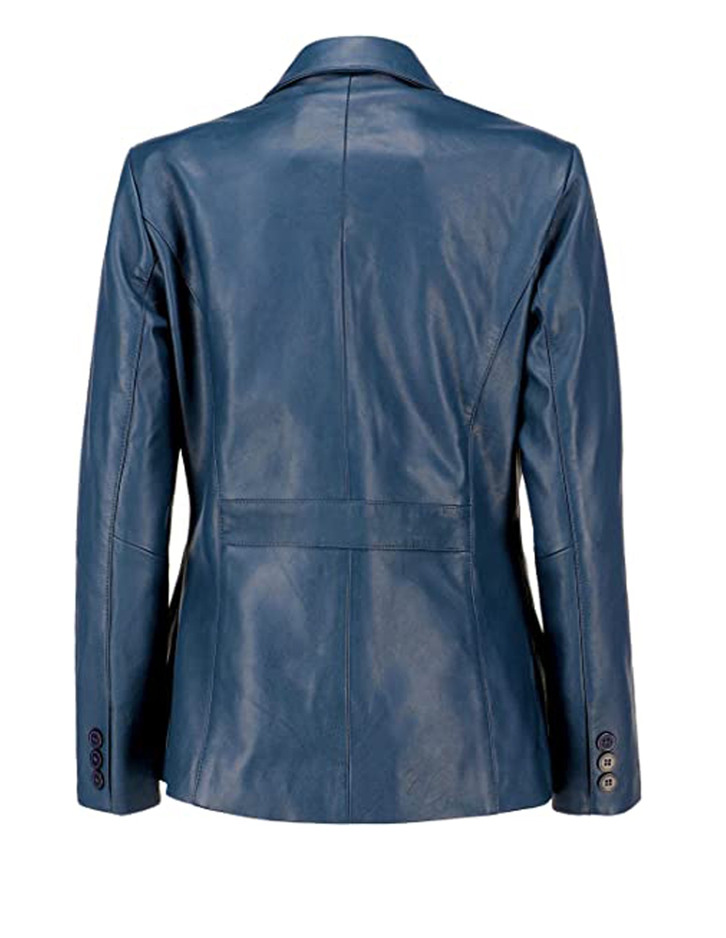 Women's Blue Sheepskin Leather Blazer Coat