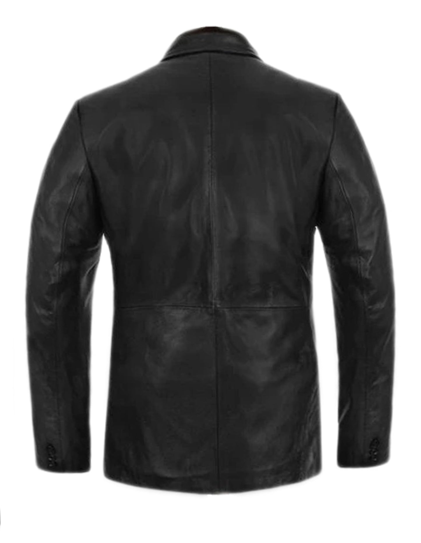 Black Sheepskin Leather Blazer For Men