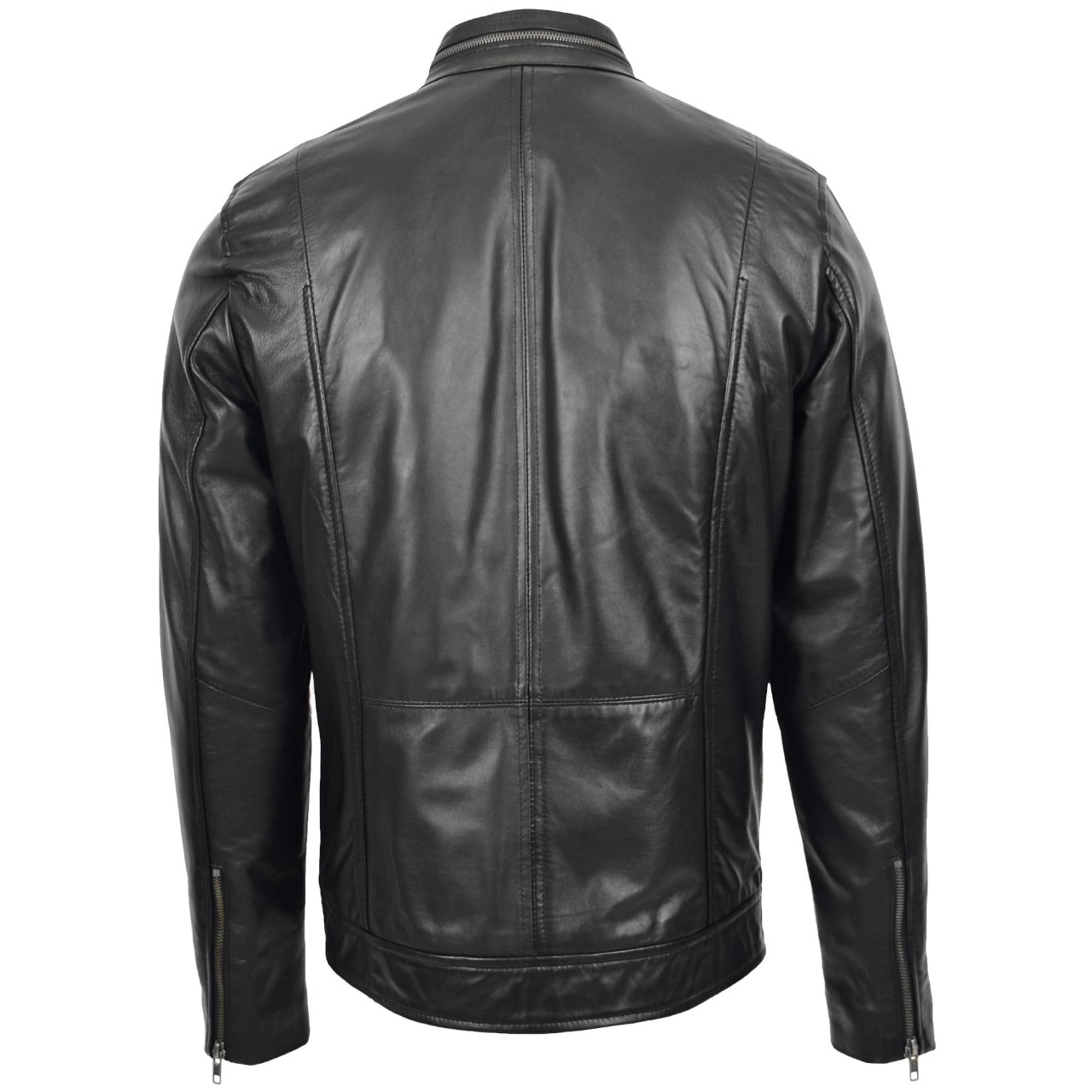 Mens Zipper Collar Leather Jacket For Men