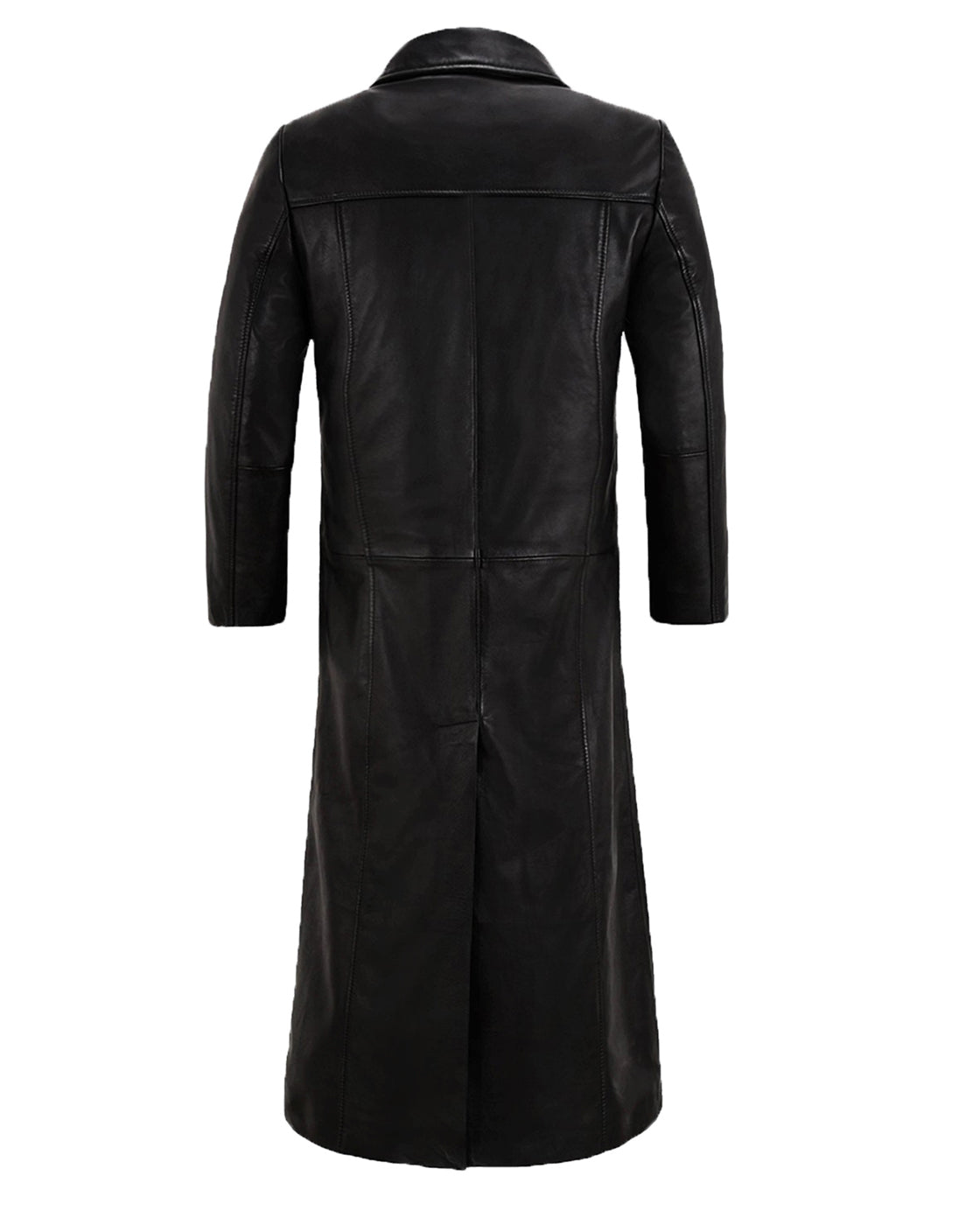 Black Long Leather Trench Coat For Men