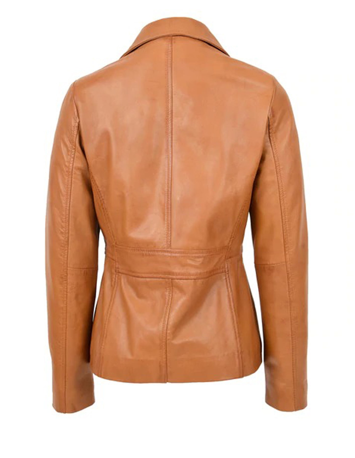 Women's New Tan Sheepskin Leather Blazer Coat