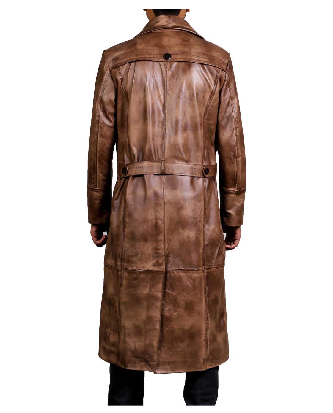 Brown Leather Trench Coat Mens