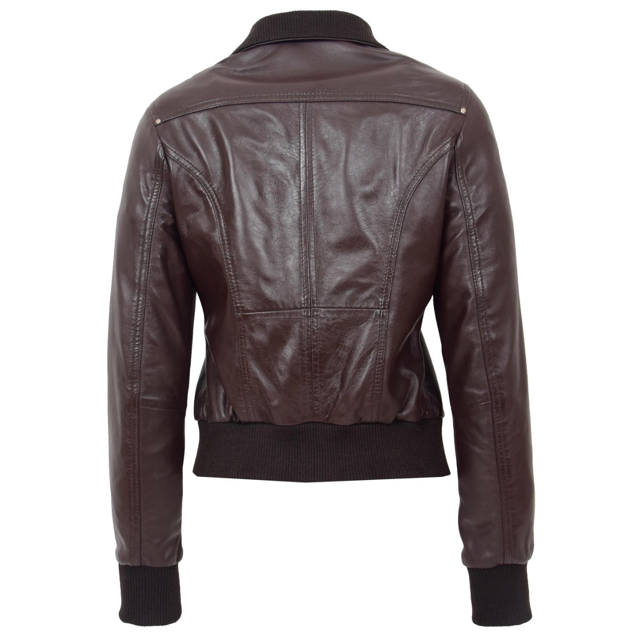 Bomber Brown Leather Jacket For Women