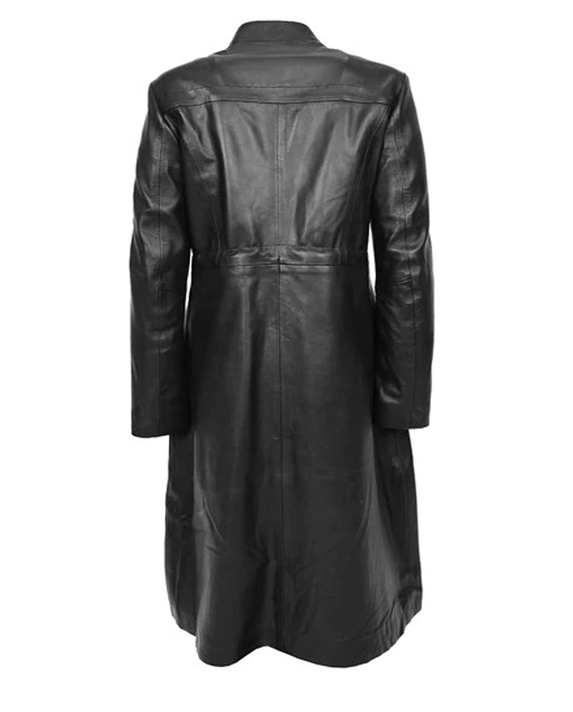 Black Casual Leather Trench Coat For Women