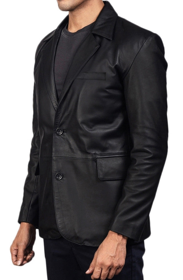 Black Leather Blazer For Men