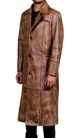 Black Leather Trench Coat Mens - Buy Mens Leather Trench Coat Online