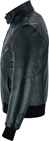 Men Black Leather Motorcycle Jacket with Removable Hood