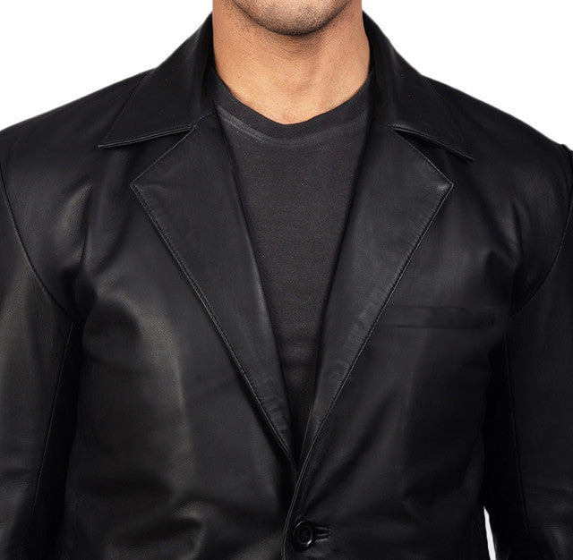 Black Leather Blazer For Men