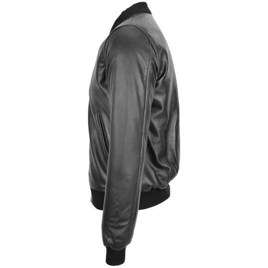 Mens Black A2 Bomber Sheepskin Leather Jacket