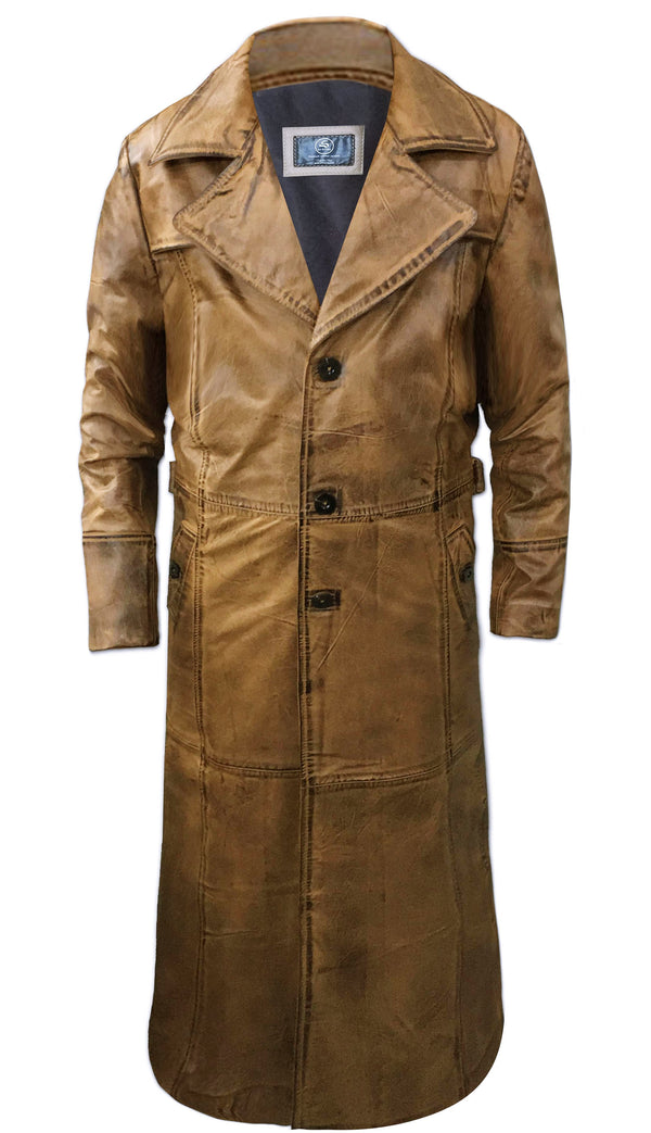 Leather Duster Trench Coat For Men