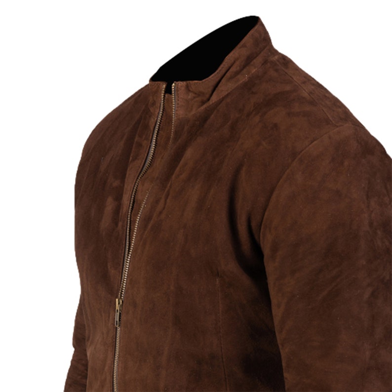 Men Brown Suede Leather Motorcycle Biker Vintage Suede Coat Jacket