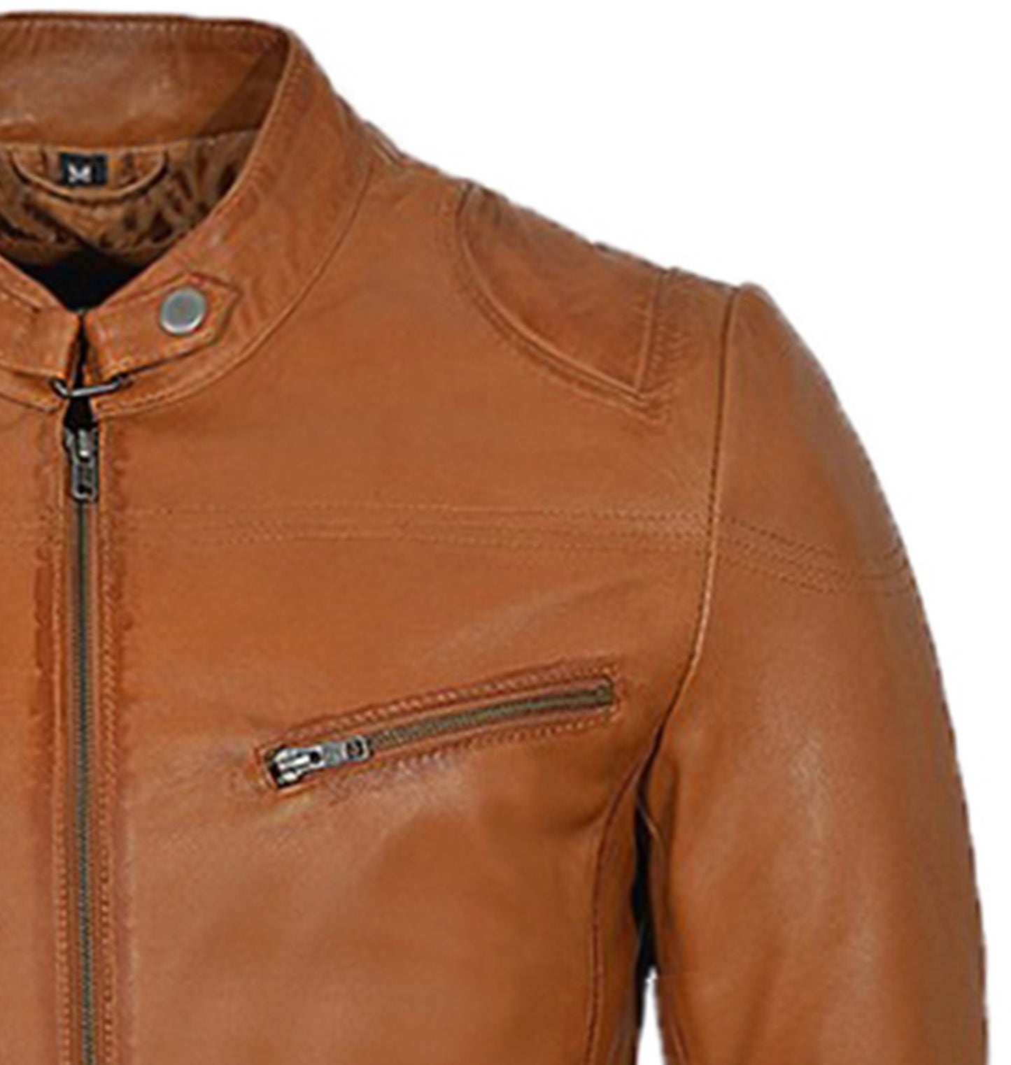 Tan Leather Motorcycle Jacket For Men