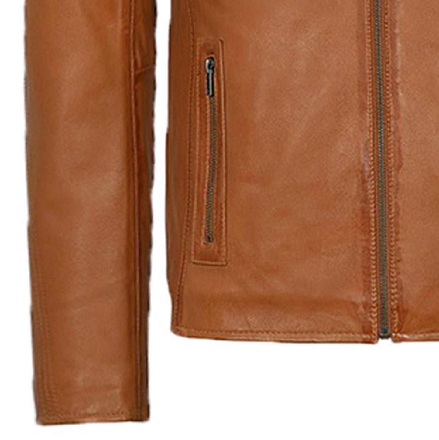 Tan Leather Motorcycle Jacket For Men