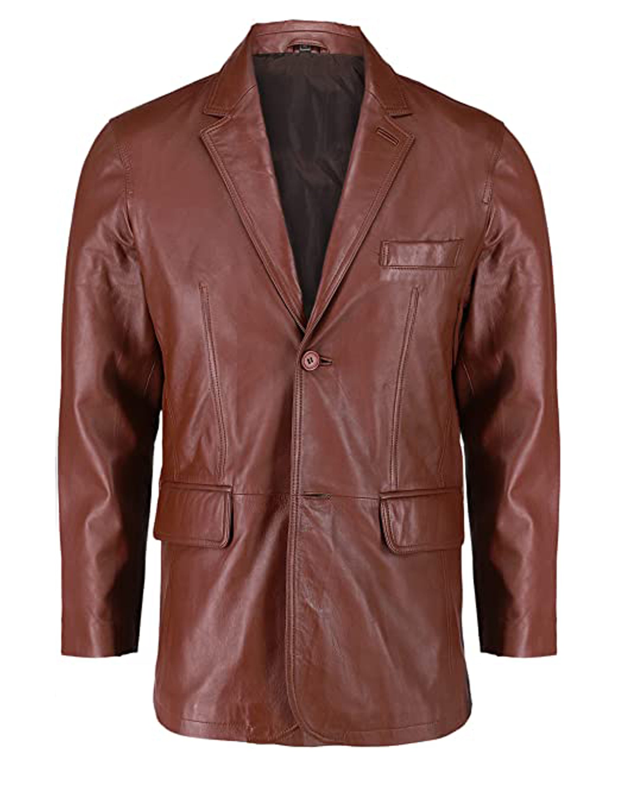 Maroon Wax Leather Blazer For Men