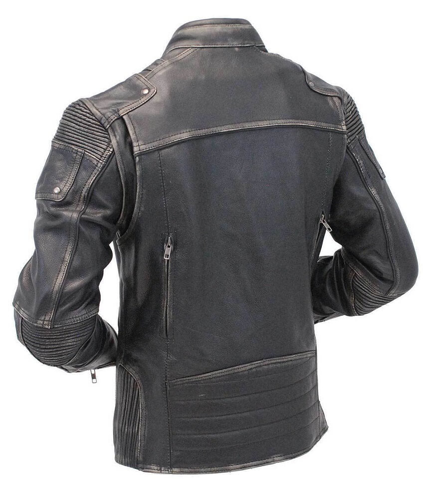 Classic Mens Vintage Cafe Racer Leather Jacket