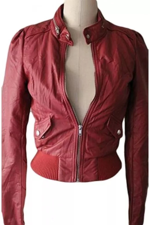 Women Jackets Teen Wolf Holland Roden Red Bomber Real  Leather Jacket