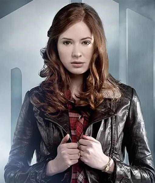 Women Jackets Doctor Who Karen Gillan Brown Real Leather Jacket