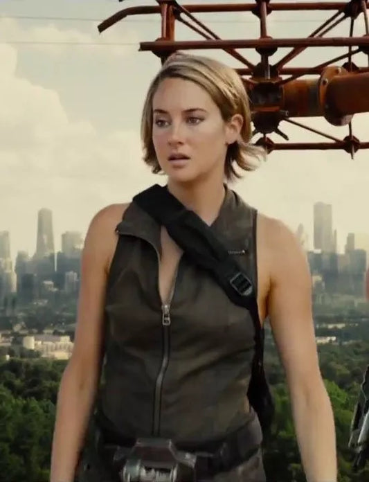 Women Jackets Shailene Woodley The Divergent Allegiant Black Real Leather Vest