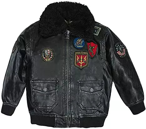 Womens jacket Top Gun G-1 Black Aviator Sherpa Leather Bomber Jacket