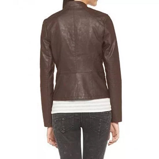 Women Jackets Teen Wolf Victoria Moroles Brown Real  Leather Jacket