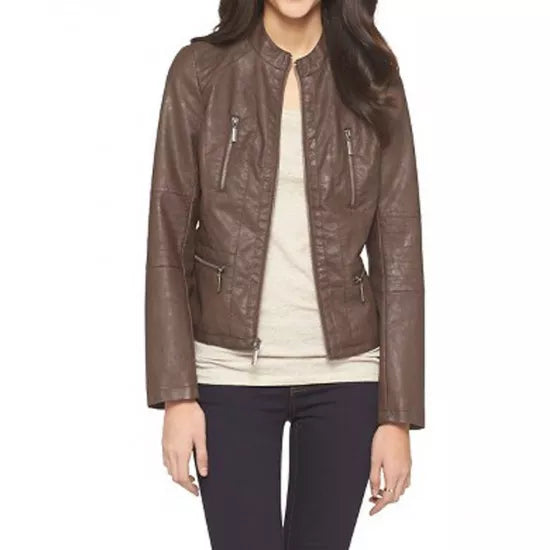 Women Jackets Teen Wolf Victoria Moroles Brown Real  Leather Jacket