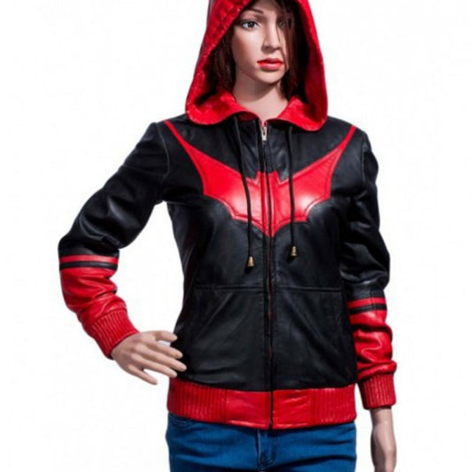 KATHERINE KANE BATWOMAN HOODIE FAUX LEATHER JACKET