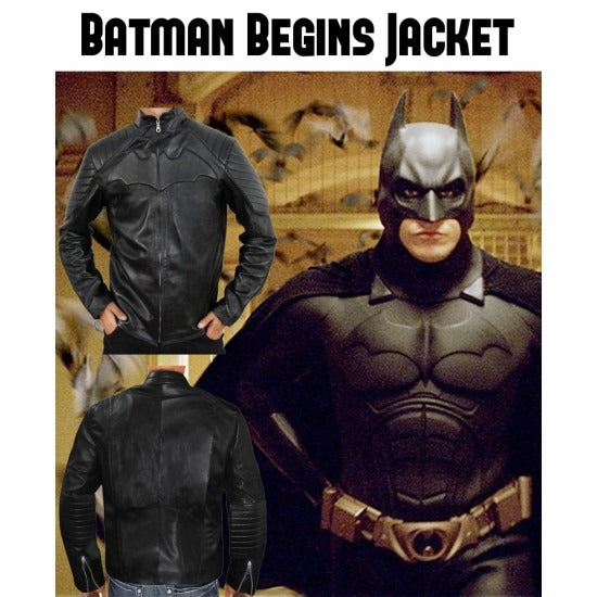 BATMAN BEGINS FILM BATMAN REAL LEATHER JACKET