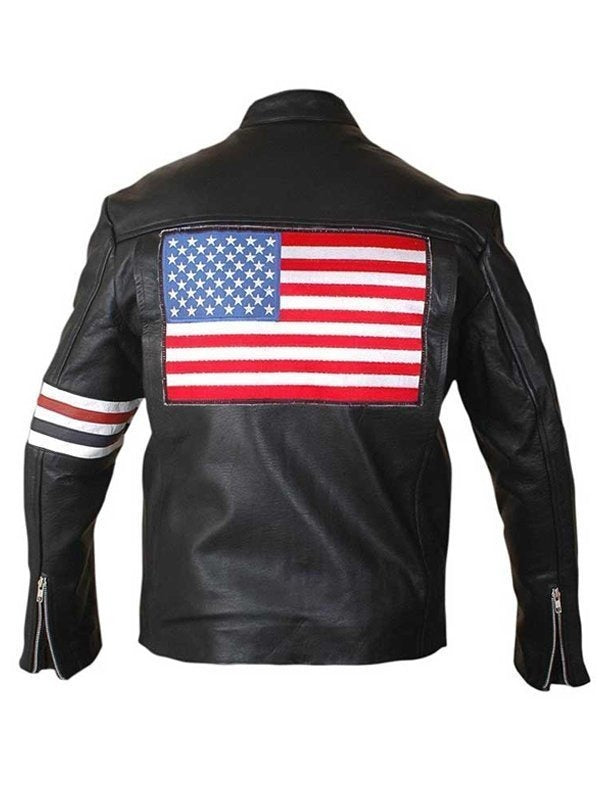 Easy Rider Captain America Motorcycle Real Leather Jacket