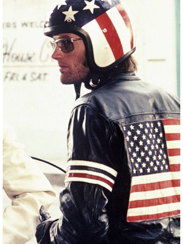 Easy Rider Captain America Motorcycle Real Leather Jacket