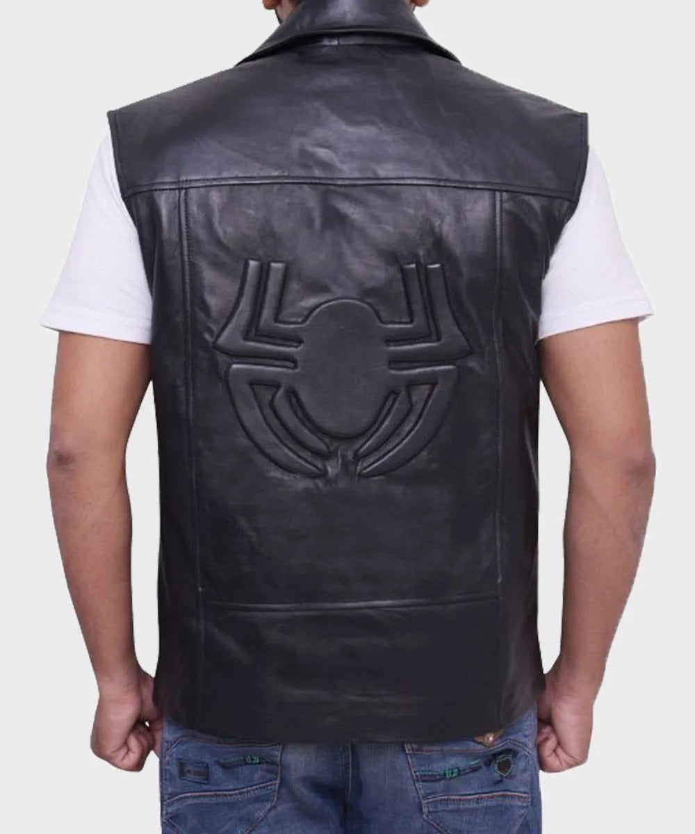 Spiderman Noir Double Breasted Black Leather Vest