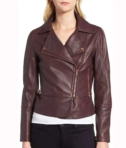 Superman and Lois Leslie Larr Brown Biker Leather Jacket