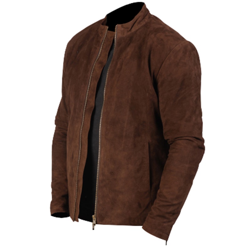 Men Brown Suede Leather Motorcycle Biker Vintage Suede Coat Jacket