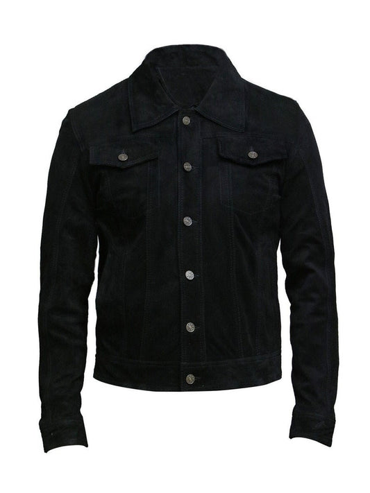 Suede Leather Jacket Black Suede Jacket For MEN