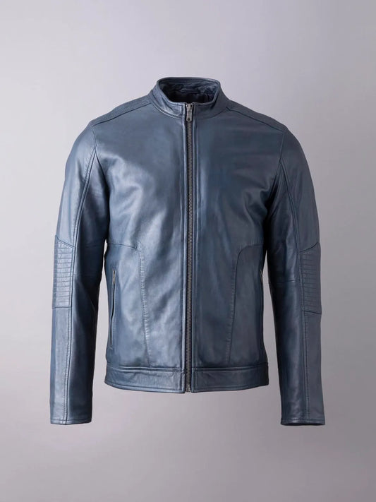 Greystone Faux Leather Jacket in Blue Night
