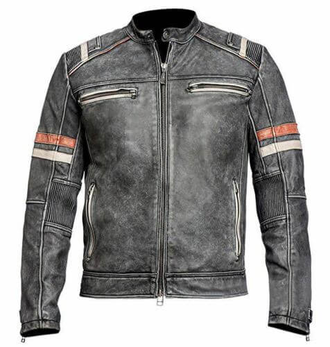Men s Vintage Café Racer Retro Distressed Leather Jacket