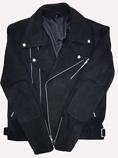 Stylish Men's Black Biker Suede Designer Padded Genuine Leather Jacket Southerth Beach Lea