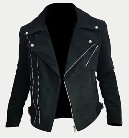 Stylish Men's Black Biker Suede Designer Padded Genuine Leather Jacket Southerth Beach Lea