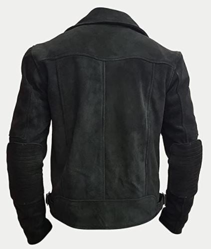 Stylish Men's Black Biker Suede Designer Padded Genuine Leather