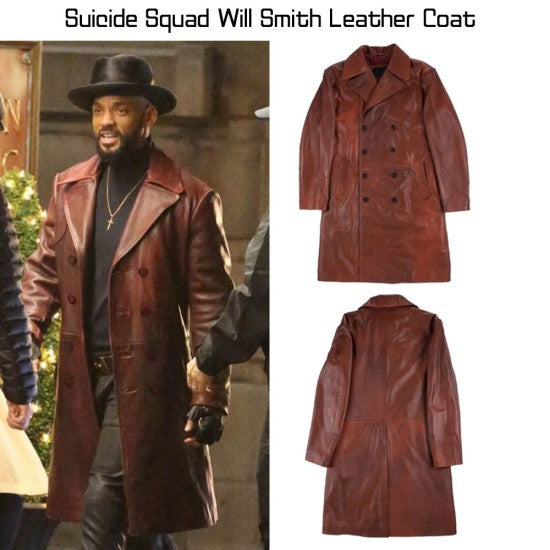 The Suicide Squad Will Smith Brown Trench Coat