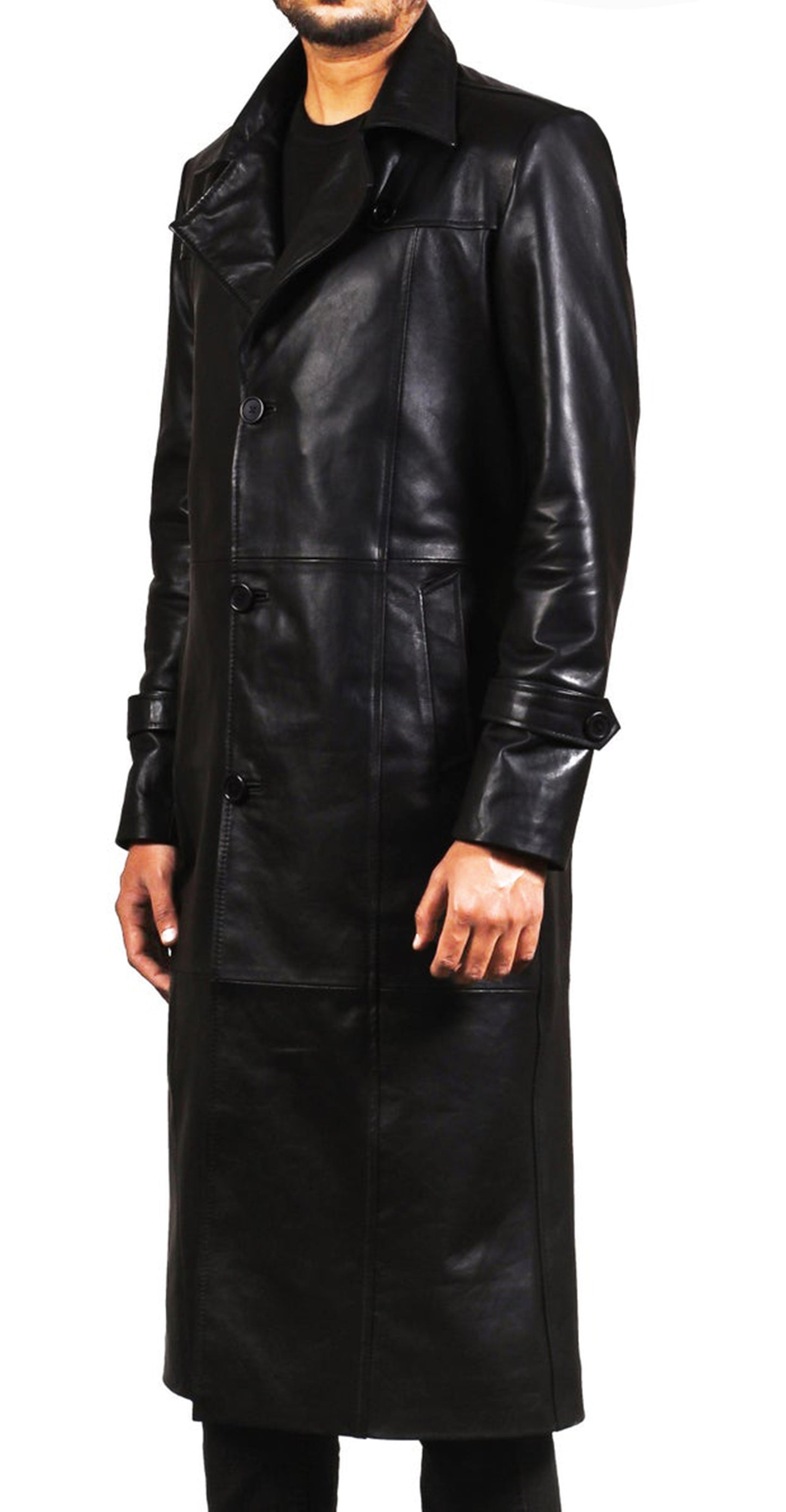 Black Leather Trench Coat Mens